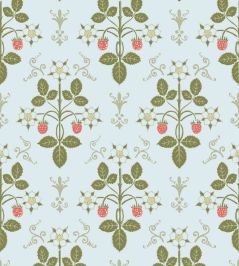 Strawberry Wallpaper by Cole & Son Olive on Print Room Blue Strawberry Wallpaper by Cole & Son Olive on Print Room Blue