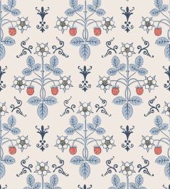 Strawberry Wallpaper by Cole & Son China Blue on Cream Strawberry Wallpaper by Cole & Son China Blue on Cream