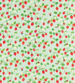 Strawberry Patch Fabric by Villa Nova Green Strawberry Patch Fabric by Villa Nova Green