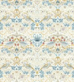 Strawberry Thief Wallpaper by Clarke & Clarke Linen/Plum Strawberry Thief Wallpaper by Clarke & Clarke Linen/Plum