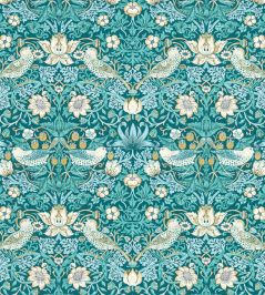 Strawberry Thief Wallpaper by Clarke & Clarke Teal Strawberry Thief Wallpaper by Clarke & Clarke Teal