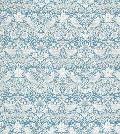 Strawberry Thief Jacquard Fabric by Clarke & Clarke Denim Strawberry Thief Jacquard Fabric by Clarke & Clarke Denim
