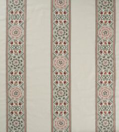 Suzani Stripe Fabric by James Hare Pink/Green Suzani Stripe Fabric by James Hare Pink/Green