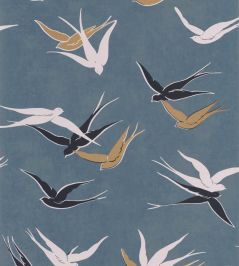 Swallow Wallpaper by Casadeco Bleu Orage Swallow Wallpaper by Casadeco Bleu Orage