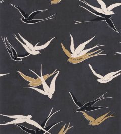 Swallow Wallpaper by Casadeco Noir Reglisse Swallow Wallpaper by Casadeco Noir Reglisse