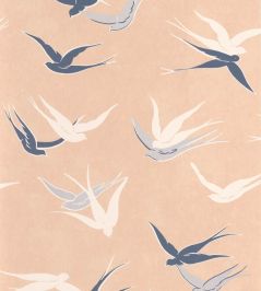Swallow Wallpaper by Casadeco Rose Nude Swallow Wallpaper by Casadeco Rose Nude