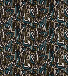Synchronic Fabric by Harlequin Black Earth / Bleached Coral / Moss Synchronic Fabric by Harlequin Black Earth / Bleached Coral / Moss