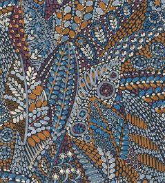 Talavera Wallpaper by Casamance Marine/Ocre Talavera Wallpaper by Casamance Marine/Ocre