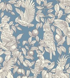 Talk About Cockatoos Wallpaper by Langelid Von Bromssen Faded Denim Talk About Cockatoos Wallpaper by Langelid Von Bromssen Faded Denim