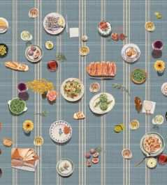 Tapeo Stripes Mural by Tres Tintas Blue Tapeo Stripes Mural by Tres Tintas Blue