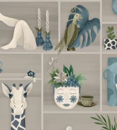 The Cabinet Wallpaper by Brand McKenzie Slate Blue The Cabinet Wallpaper by Brand McKenzie Slate Blue