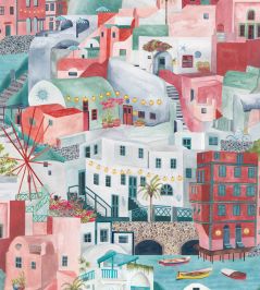 The Mediterranean Wallpaper by Brand McKenzie Cherry Aqua The Mediterranean Wallpaper by Brand McKenzie Cherry Aqua