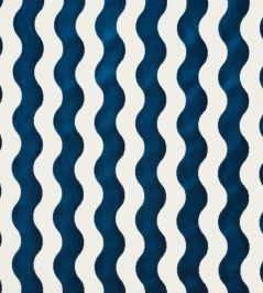 The Wave Velvet Fabric by Schumacher Navy The Wave Velvet Fabric by Schumacher Navy