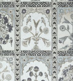Indian Panel Fabric by Thibaut Black and White Indian Panel Fabric by Thibaut Black and White