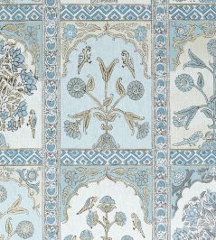 Indian Panel Fabric by Thibaut Spa Blue Indian Panel Fabric by Thibaut Spa Blue