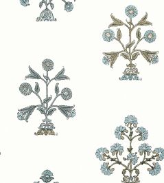 Indian Flower Wallpaper by Thibaut Spa Blue Indian Flower Wallpaper by Thibaut Spa Blue