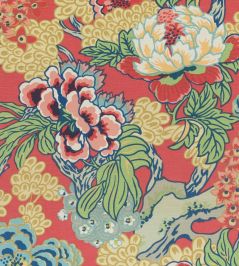 Honshu Fabric by Thibaut Coral and Green Honshu Fabric by Thibaut Coral and Green