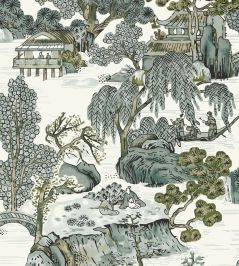 Asian Scenic Wallpaper by Thibaut Grey Asian Scenic Wallpaper by Thibaut Grey