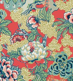 Honshu Wallpaper by Thibaut Coral and Green Honshu Wallpaper by Thibaut Coral and Green