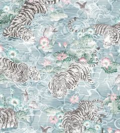 Tiger Lily Wallpaper by Brand McKenzie Arctic Blue & Pink Tiger Lily Wallpaper by Brand McKenzie Arctic Blue & Pink