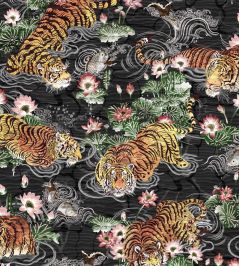 Tiger Lily Wallpaper by Brand McKenzie Charcoal & Gold Tiger Lily Wallpaper by Brand McKenzie Charcoal & Gold
