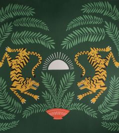 Tigers & Plants Mural by MissPrint Green Tigers & Plants Mural by MissPrint Green