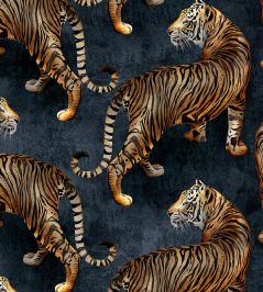 Tigress Velvet Fabric by Avalana Navy Tigress Velvet Fabric by Avalana Navy
