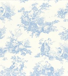 Tissu Scene D'ete Fabric by Camengo Bleu Porcelaine Tissu Scene D'ete Fabric by Camengo Bleu Porcelaine