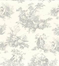 Tissu Scene D'ete Fabric by Camengo Gris Perle Tissu Scene D'ete Fabric by Camengo Gris Perle