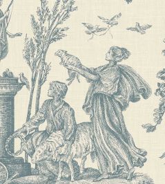 Toile Baptiste Wallpaper by Lewis & Wood Celeste Toile Baptiste Wallpaper by Lewis & Wood Celeste