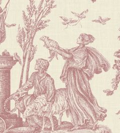 Toile Baptiste Wallpaper by Lewis & Wood Cerise Toile Baptiste Wallpaper by Lewis & Wood Cerise