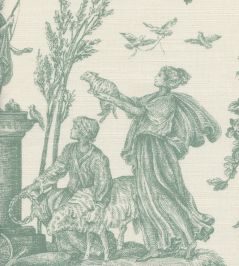 Toile Baptiste Fabric by Lewis & Wood Jade Toile Baptiste Fabric by Lewis & Wood Jade