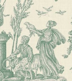 Toile Baptiste Wallpaper by Lewis & Wood Jade Toile Baptiste Wallpaper by Lewis & Wood Jade