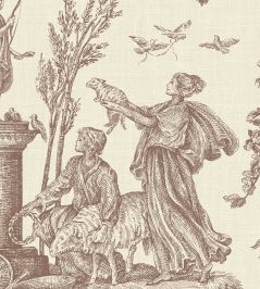 Toile Baptiste Wallpaper by Lewis & Wood Marron Toile Baptiste Wallpaper by Lewis & Wood Marron