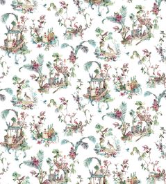 Toile Chinoise Fabric by Nina Campbell Pink Toile Chinoise Fabric by Nina Campbell Pink