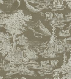 Toile Du Tyrol Wallpaper by MINDTHEGAP Taupe Toile Du Tyrol Wallpaper by MINDTHEGAP Taupe