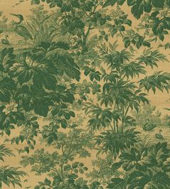 Toile Silk Wallpaper by Jannelli&Volpi Green Toile Silk Wallpaper by Jannelli&Volpi Green