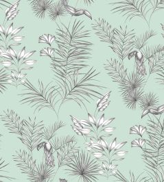 Toucan Toile Wallpaper by Ohpopsi Duck Egg Toucan Toile Wallpaper by Ohpopsi Duck Egg