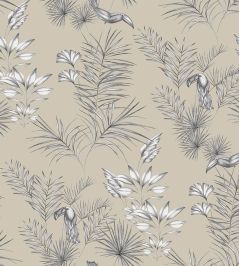 Toucan Toile Wallpaper by Ohpopsi Linen Toucan Toile Wallpaper by Ohpopsi Linen