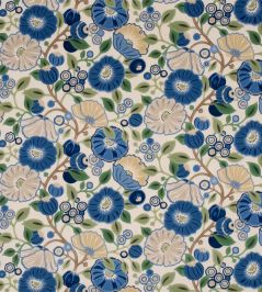 Tree Poppy Fabric by Sanderson Indigo/Emerald Tree Poppy Fabric by Sanderson Indigo/Emerald
