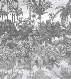 Tropical Reflections Wallpaper by Brand McKenzie Black / White Tropical Reflections Wallpaper by Brand McKenzie Black / White