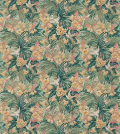 Trumpet Flowers Fabric by GP & J Baker Teal Trumpet Flowers Fabric by GP & J Baker Teal