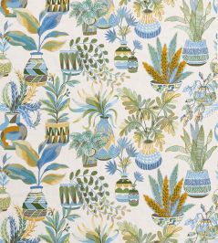 Tudeley Fabric by Nina Campbell Blue/Green/Ochre Tudeley Fabric by Nina Campbell Blue/Green/Ochre