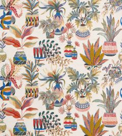 Tudeley Fabric by Nina Campbell Coral/Ultamarine/Green Tudeley Fabric by Nina Campbell Coral/Ultamarine/Green