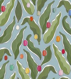 Tulips Festival Wallpaper by Ottoline Blue Tulips Festival Wallpaper by Ottoline Blue