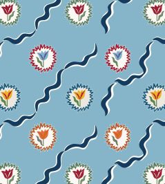 Tulips of Belgravia Wallpaper by Ottoline Blue Tulips of Belgravia Wallpaper by Ottoline Blue