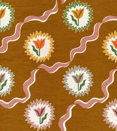 Tulips of Belgravia Linen Fabric by Ottoline Gold Tulips of Belgravia Linen Fabric by Ottoline Gold