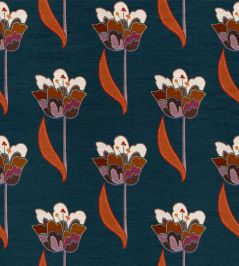 Tulips Fabric by Ottoline Navy Blue Tulips Fabric by Ottoline Navy Blue