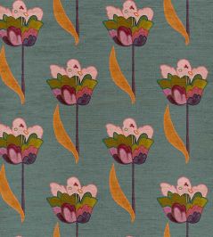 Tulips Fabric by Ottoline Sea Blue Tulips Fabric by Ottoline Sea Blue