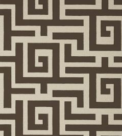 Tulum Applique Fabric by Thibaut Brown on Natural Tulum Applique Fabric by Thibaut Brown on Natural